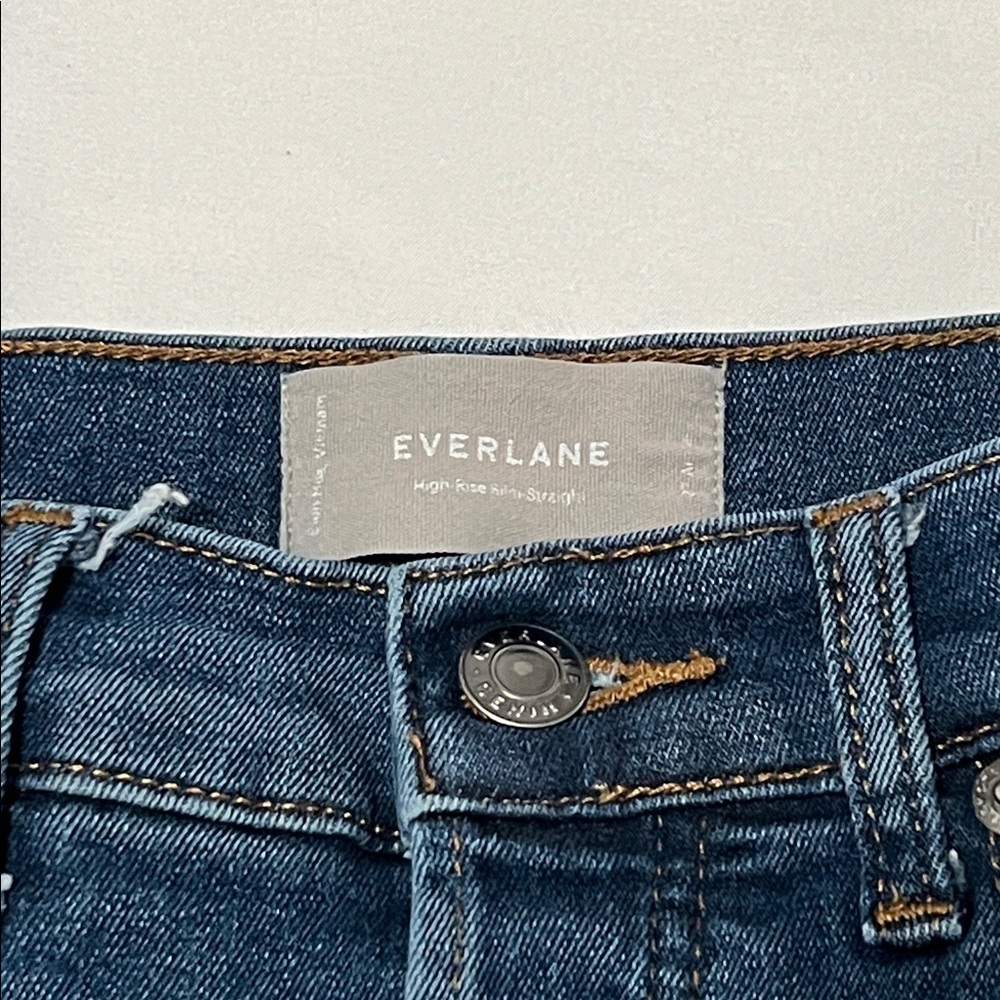 Everlane High Rise Slim Straight Button Fly Cigarette Jeans - Picture 5 of 6